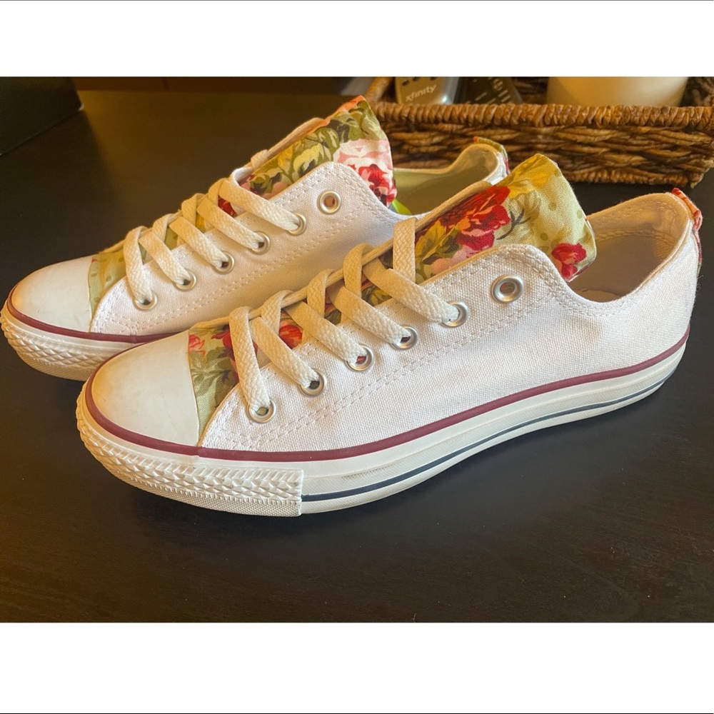 Custom floral white converse